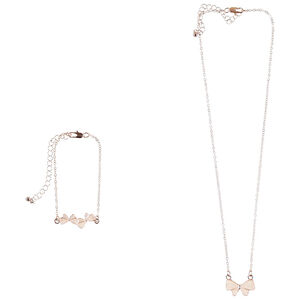 Set collier + bracelet ajustables Papillon pour fille 