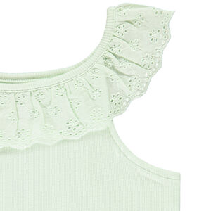 Débardeur à collerette volantée en broderie anglaise pour fille 