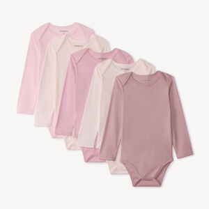 Lot de 5 bodies manches longues unis pour bébé fille 