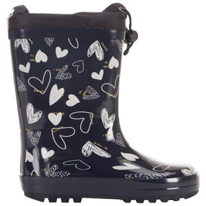 Bottes de pluie en caoutchouc avec col imperméable imprimé coeurs pour fille 