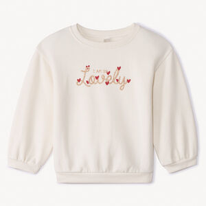 Sweat uni en molleton print love pour bébé fille 