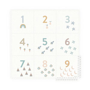 Tapis de dalles en mousse réversibles 180 x 180 cm nombres/motif minimaliste 