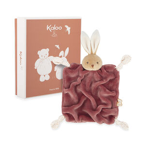 Doudou plat carré lapin bordeaux 