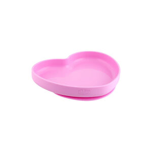Assiette en silicone avec ventouse 9M+ Coeur rose 