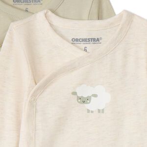 Lot d 7 bodies manches longues fantaisie pour bébé avec ouvertures différentes selon l'âge 