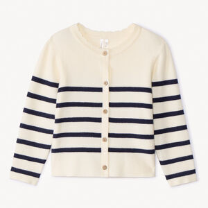 Gilet en tricot côtelé rayé pour bébé fille 