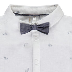 Ensemble 3 pièces imprimé voitures + nœud pour bébé garçon 