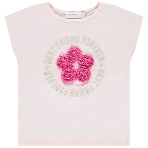 T-shirt manches courtes à fleur effet pétales 3D pour fille 