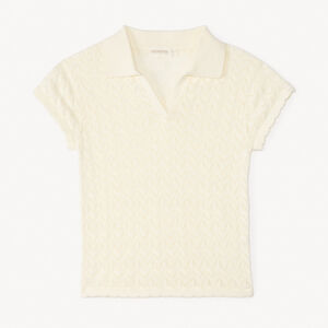 Pull manches courtes uni en tricot ajouré pour fille 