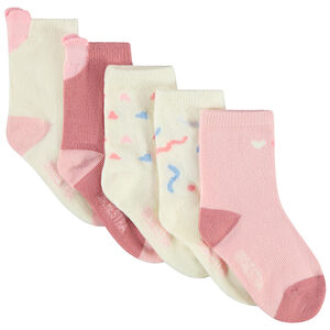 Lot de 5 paires de chaussettes à cœurs pour bébé fille 