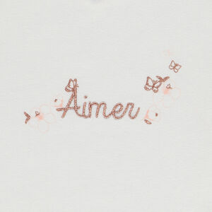 T-shirt manches courtes à broderie dorée pour fille 