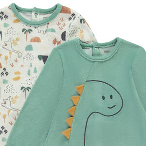 Lot de 2 dors-bien velours dinosaures pour bébé garçon avec ouvertures différentes selon l'âge 