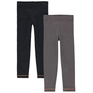 Lot de 2 leggings unis à surpiqûres pour filles 