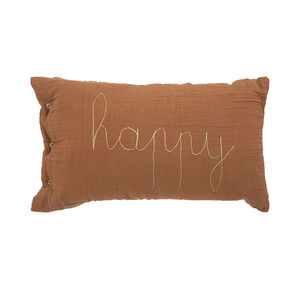 Coussin rectangulaire en gaze de coton Happy marron 