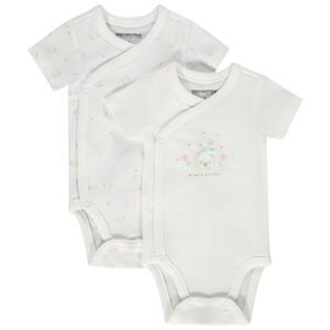 Lot de 2 bodies manches courtes motifs lapins pour bébé fille 