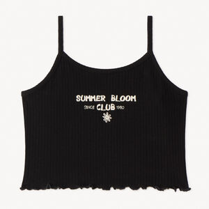 Débardeur court effet côtelé à broderie pour fille 