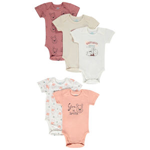 Lot de 5 bodies manches courtes en coton Winnie l'ourson Disney pour bébé garçon 