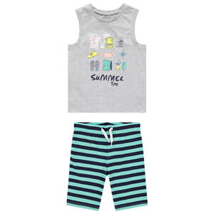 Ensemble avec débardeur esprit été et bermuda rayé 