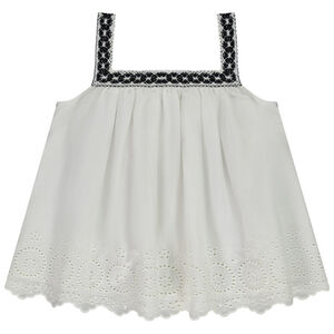Tunique sans manches avec broderie anglaise pour fille 
