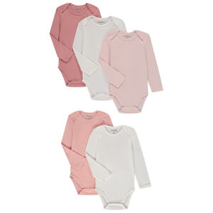 Lot de 5 bodies manches longues unis pour bébé fille 