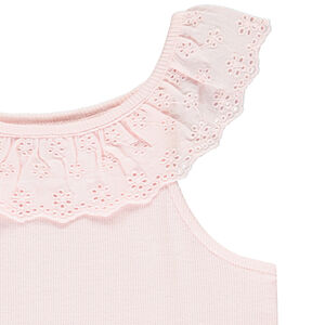 Débardeur à collerette volantée en broderie anglaise pour fille 