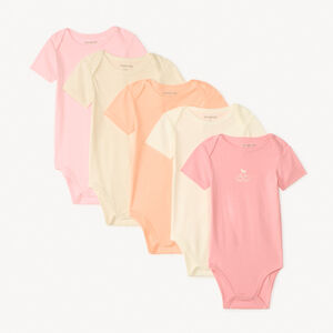 Lot de 5 bodies manches courtes unis print fantaisie pour bébé fille 
