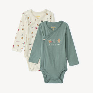 Lot de 2 bodies manches longues de Noël pour bébé garçon avec ouvertures différentes selon l'âge 