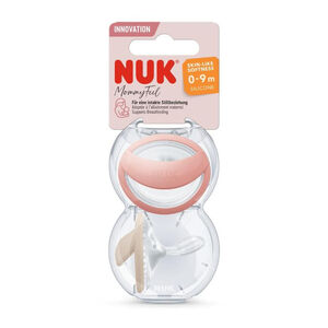 Lot de 2 sucettes en silicone Mommy Feel 0-6m Rouge/Beige 