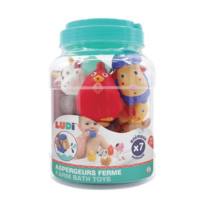 Bocal avec 7 animaux aspergeurs de la ferme 