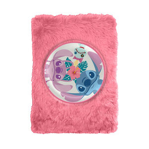 Carnet de notes A5 Stitch & Angel Disney en peluche rose 
