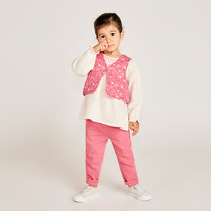 Ensemble 3 pièces avec gilet fleuri pour bébé fille 