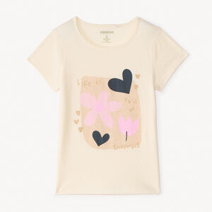 T-shirt manches courtes printé à paillettes pour fille 