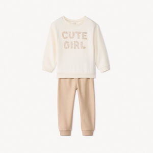 Ensemble sweat fantaisie + jogging pour bébé fille  