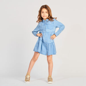 Robe chemise manches longues volantée pour fille 