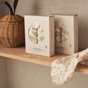 Lot de 2 langes en gaze de coton 115 x 115 cm Animals olive green 