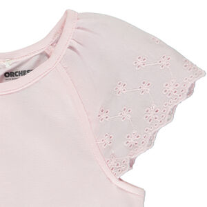 T-shirt manches courtes en broderie anglaise pour bébé fille 