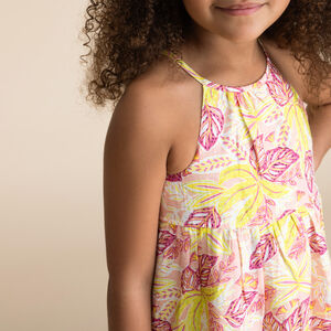 Robe longue à bretelles imprimé feuilles pour fille 