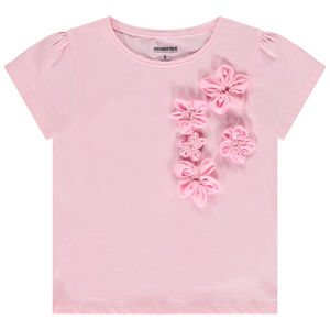 T-shirt manches courtes à fleurs 3D pour fille 