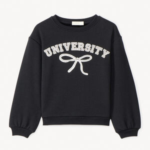 Sweat molleton oversize contrecollé velours University pour fille 