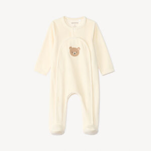 Dors-bien en velours avec patch ourson pour bébé 