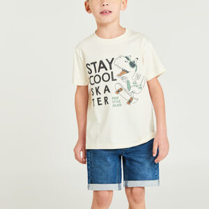 T-shirt manches courtes print et broderie fantaisie pour garçon 