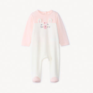 Dors-bien en velours ludique bicolore pour bébé fille  