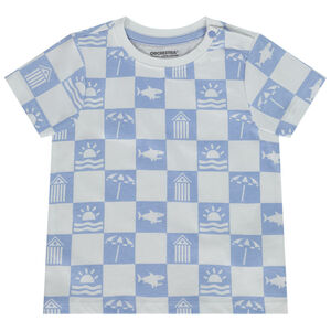 T-shirt manches courtes damier imprimé fantaisie pour bébé garçon 
