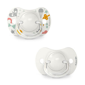 Lot de 2 sucettes silicone SX Pro 0-6M Walk in the park gris Main Lot de 2 sucettes silicone SX Pro 0-6M Walk in the park gris