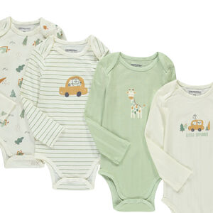 Lot de 7 bodies manches longues pour bébé garçon avec ouvertures différentes selon l'âge 