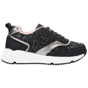 Baskets basses en lurex pailletés noir avec lacets pour fille 