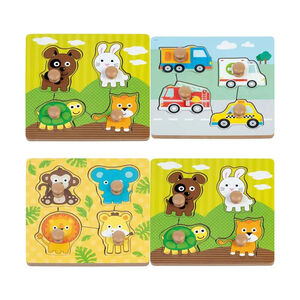 Puzzle de 4 pièces en bois avec bouton (modèle aléatoire) 