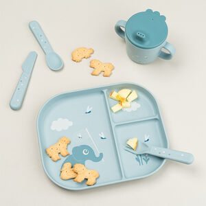 Assiette plateau à compartiments Elphee bleu 