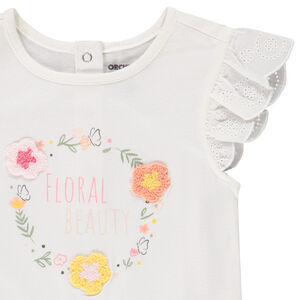 T-shirt manches courtes volantées et print pour bébé fille 