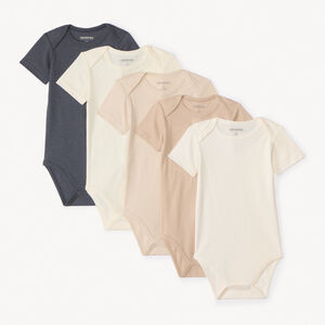 Lot de 5 bodies manches courtes unis pour bébé 